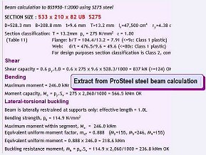 ProSteel steel beam calculation