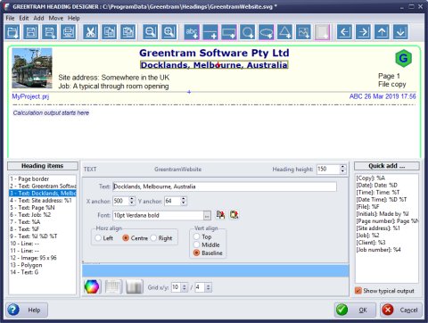 Page heading designer