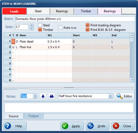 Timber beam design parameters