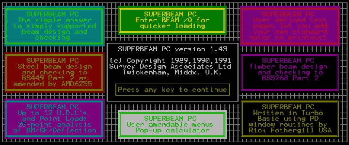 SuperBeam 1 opening screen