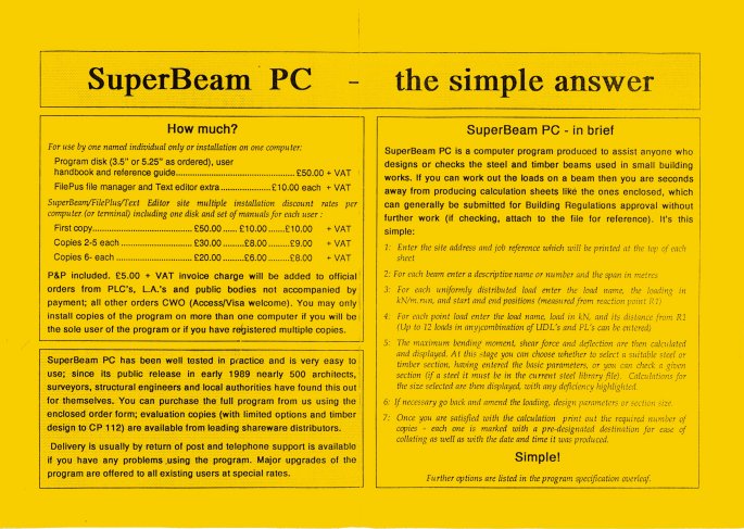 SuperBeam leaflet inside